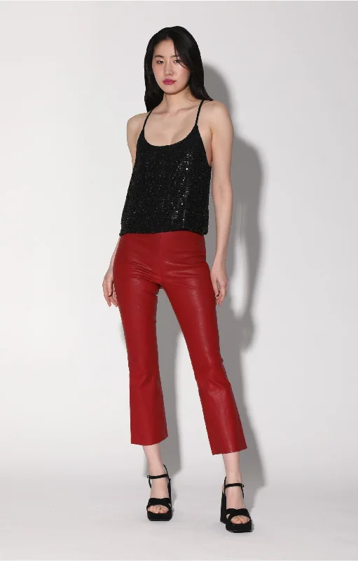 Women’s sweatpants for lounging comfort -Lori Pant, Red - Leather