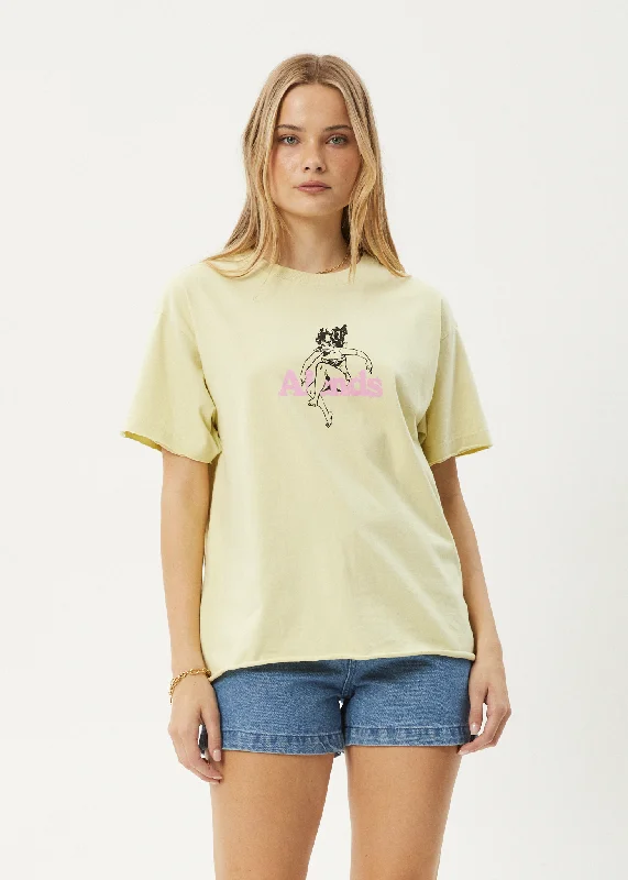 Women’s asymmetrical blouse tops for edgy design -AFENDS Womens No Fury - Oversized Tee - Lemongrass