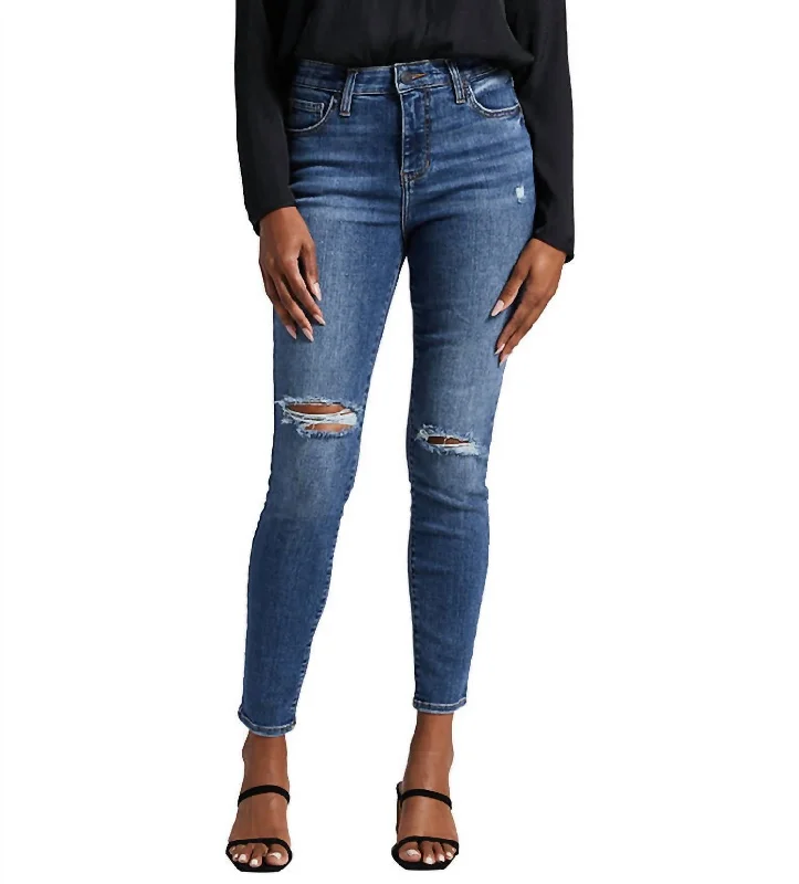 Women’s high-waisted leggings for added comfort -High Rise Viola Skinny Jean In Byzantine Blue