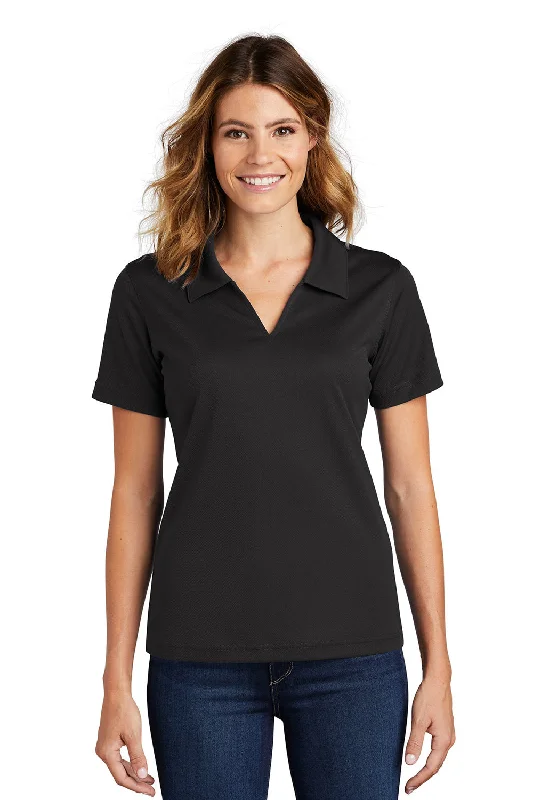 Women’s cotton button-up tops for everyday wear -Sport-Tek Womens Dri-Mesh Moisture Wicking Short Sleeve Polo Shirt - Black