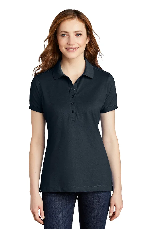 Women’s lace tops for delicate style -Port Authority Womens Moisture Wicking Short Sleeve Polo Shirt - Dress Navy Blue