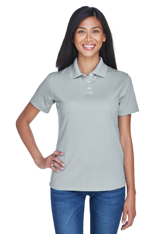 Women’s sweater tops for cozy warmth -UltraClub Womens Cool & Dry Performance Moisture Wicking Short Sleeve Polo Shirt - Silver Grey