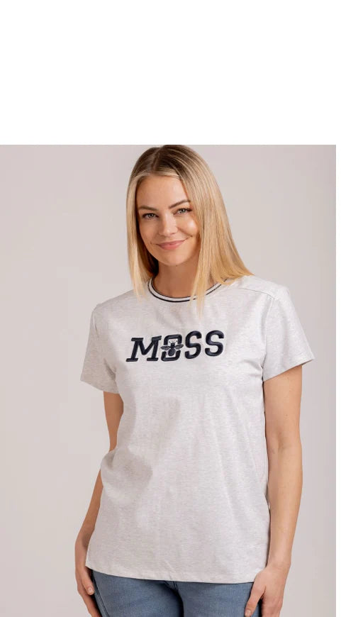 Women’s lace tops for delicate style -MOSS BEE TEE - GREY