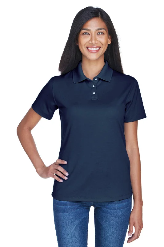 Women’s off-the-shoulder tops for chic look -UltraClub Womens Cool & Dry Performance Moisture Wicking Short Sleeve Polo Shirt - Navy Blue