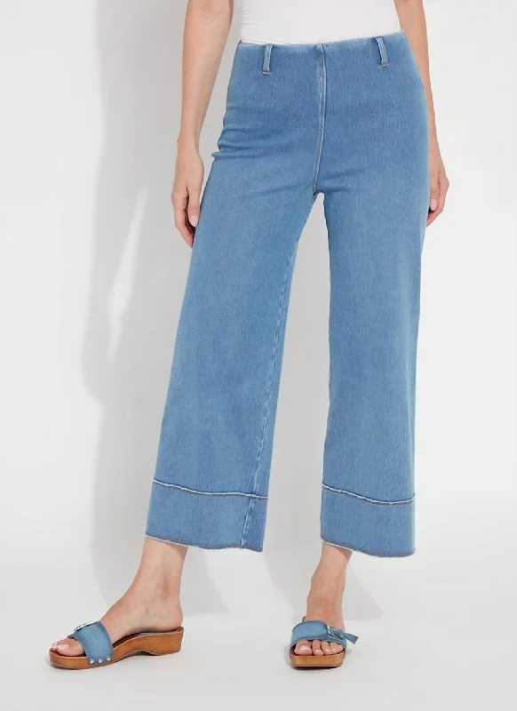 Women’s wool pants for winter warmth -Margo Hi Waist Wide Crop Jeans In Bleached Blue