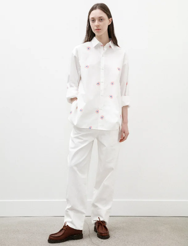 Women’s relaxed fit tops for comfortable wear -Friend Shirt White Flower Print