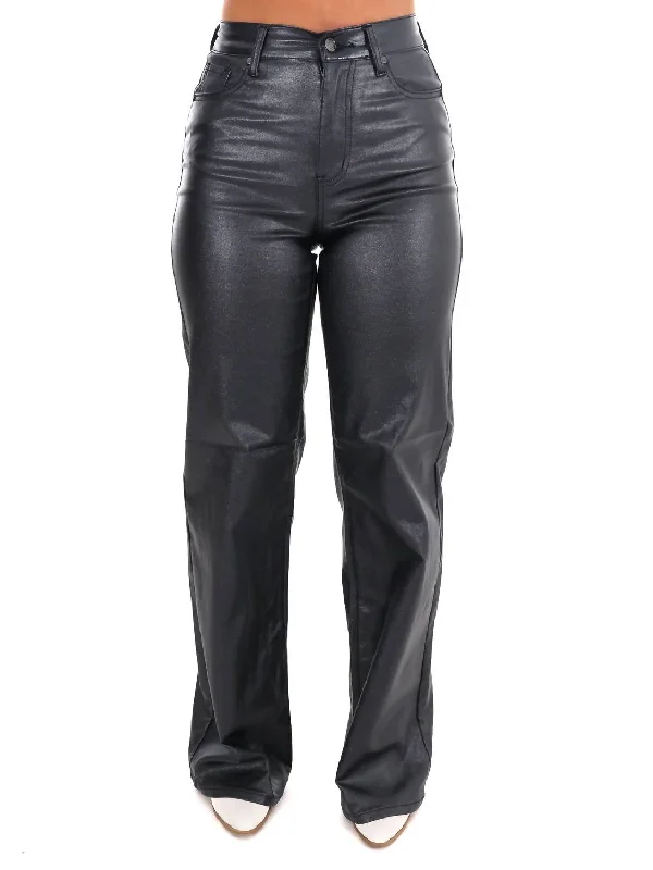 Women’s tailored wide-leg pants for polished look -Night Sky Metallic High Rise Wide Jeans In Black