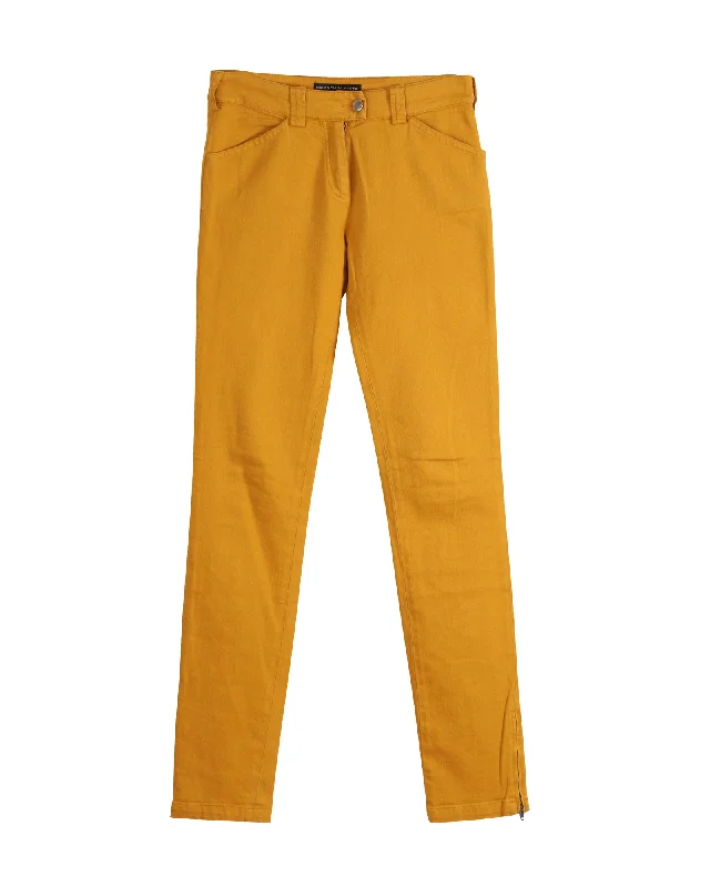 Women’s relaxed-fit pants for everyday wear -Balenciaga Slim-Fit Pants in Yellow Orange Cotton Denim