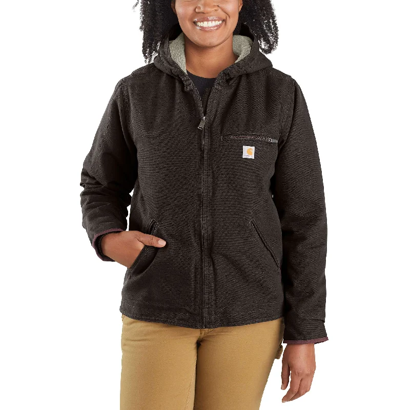 Women’s summer jackets for lightweight wear -Loose Fit Washed Duck Sherpa-Lined Jacket