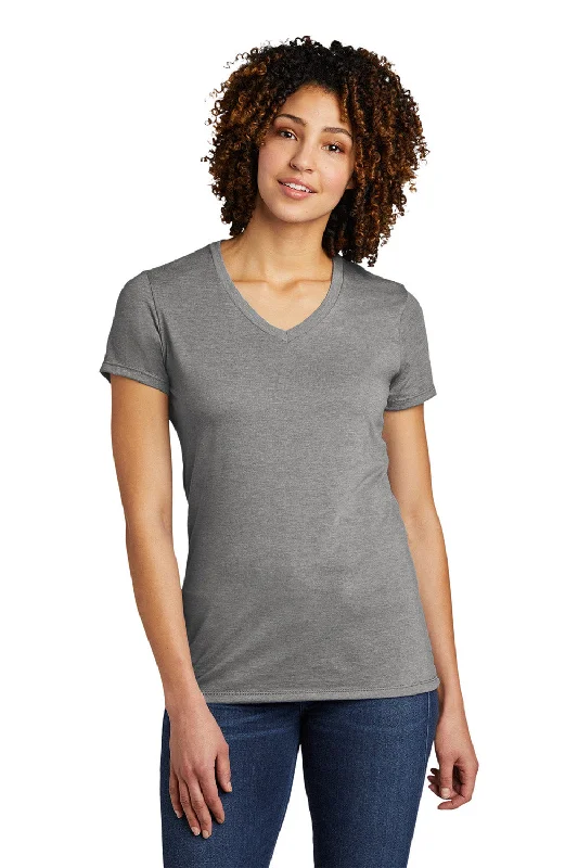 Women’s satin camisole tops for elegant layering -Allmade Womens Short Sleeve V-Neck T-Shirt - Aluminum Grey