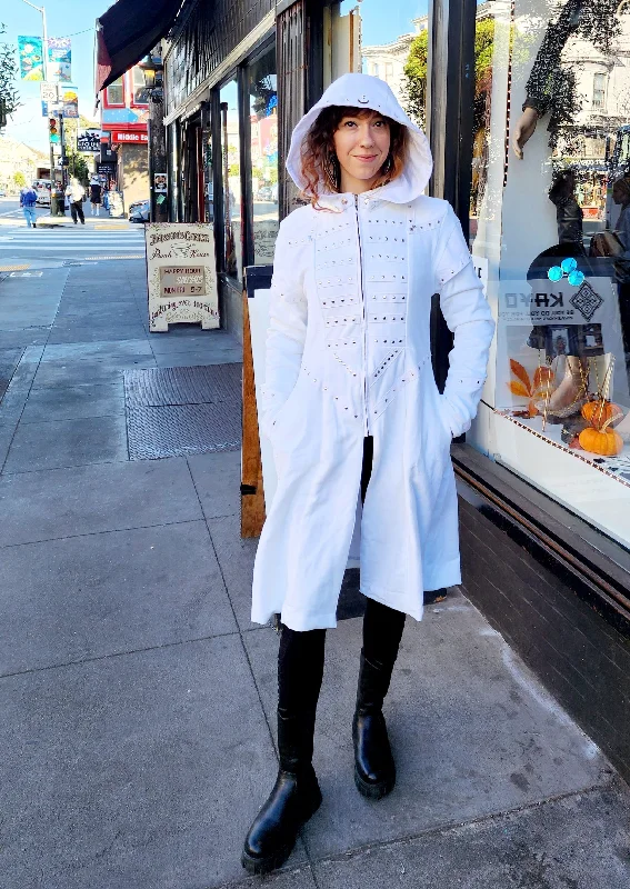 White with silver studs