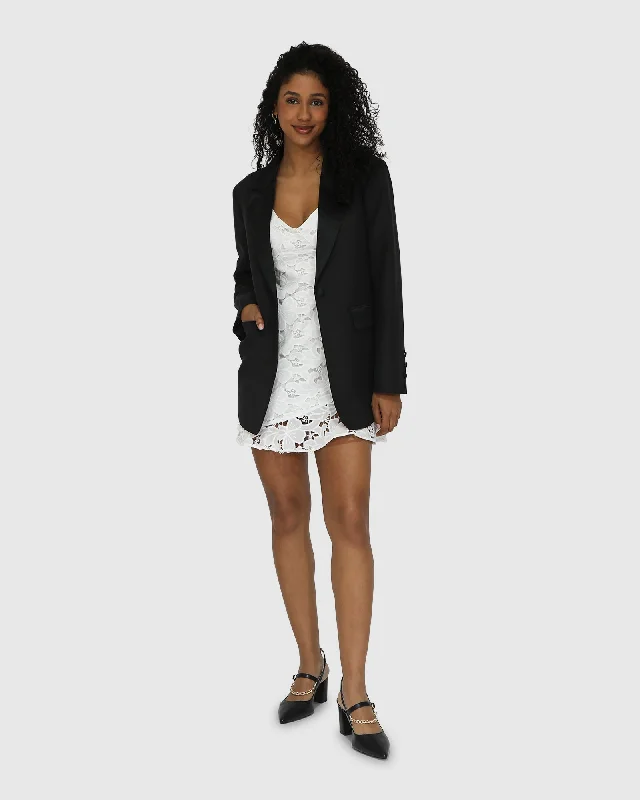 Women’s faux shearling jackets for winter warmth -Head To Head Tuxedo Jacket - Black