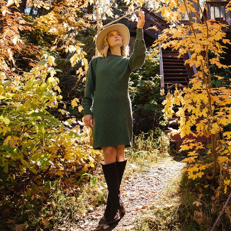 Women’s turtleneck tops for warm layers -Atlas Ribbed Sweater Dress, Emerald