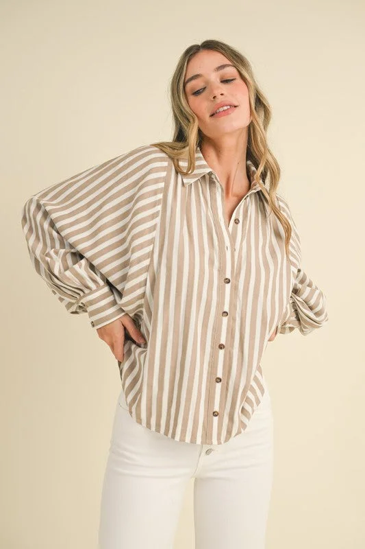 Women’s fitted cami tops for layering outfits -Sandy Path Cream Striped Top