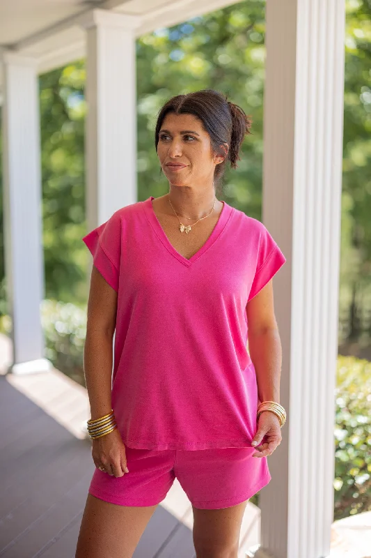 Women’s boxy tops for relaxed fit -Stylish Comfort Hot Pink Top