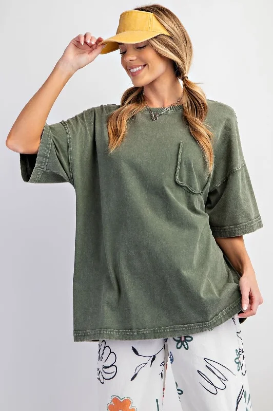 Women’s ringer t-shirts for retro style -Perfectly Oversized Washed Forest Top