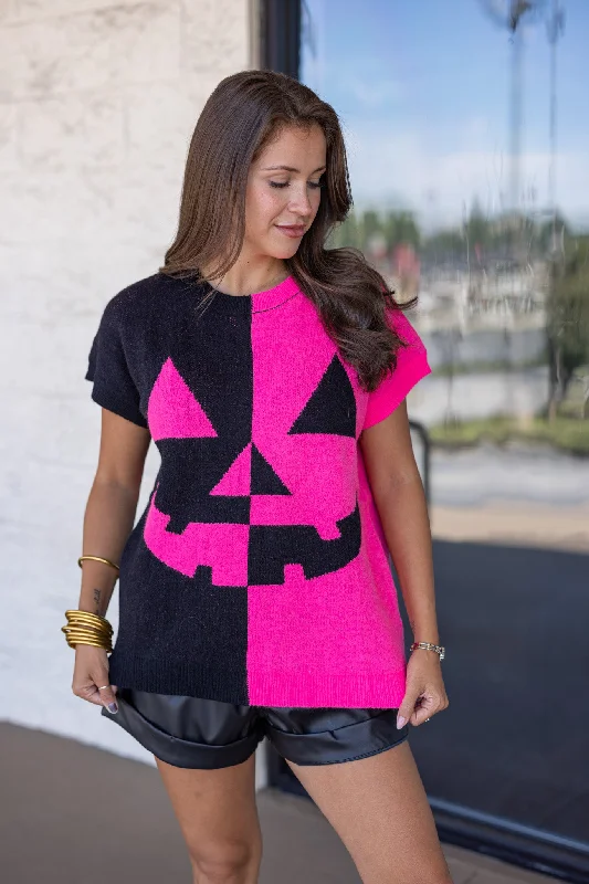 Women’s statement tops for bold fashion -Pink Pumpkin Sweater Top