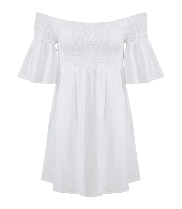 Women’s sundresses for summer days -Arianna Smocked Bell Sleeve Mini Dress