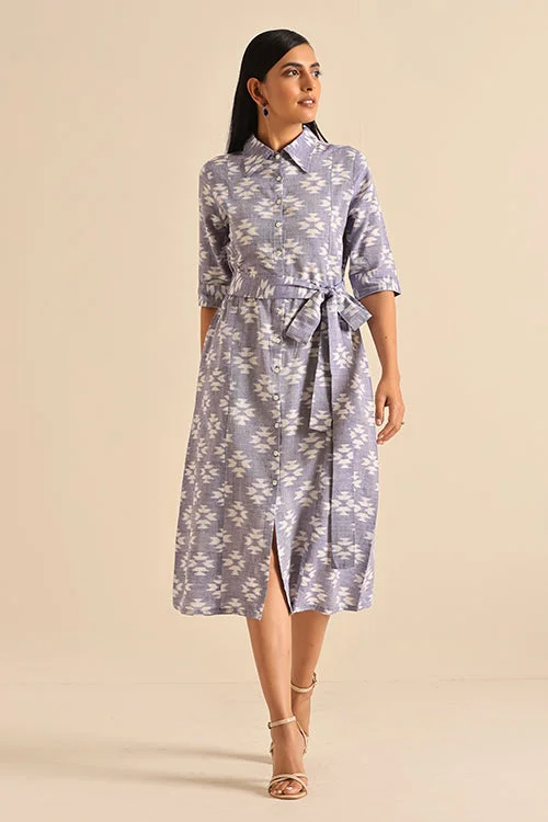 Women’s tunic dresses for casual comfort -Okhai 'Empathetic' Pure Cotton Ikat Dress