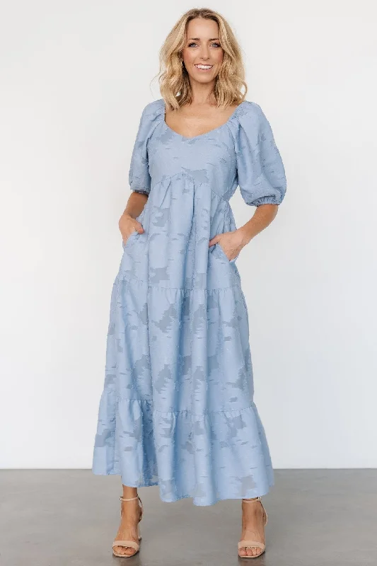 Women’s cotton maxi dresses for breathable comfort -Hayward Dress | Dusty Blue