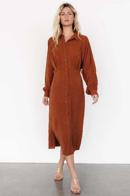 Women’s denim dresses for casual chic -Marla Button Dress | Copper