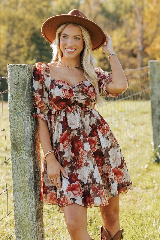 Women’s strapless dresses for summer chic -Multi Floral Print Sweetheart Mini Dress - FINAL SALE