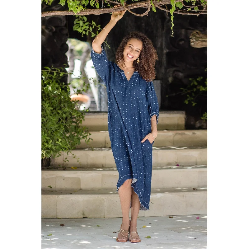 Women’s bohemian dresses for free-spirited fashion -Novica Handmade Chao Phraya Shores Cotton Dress