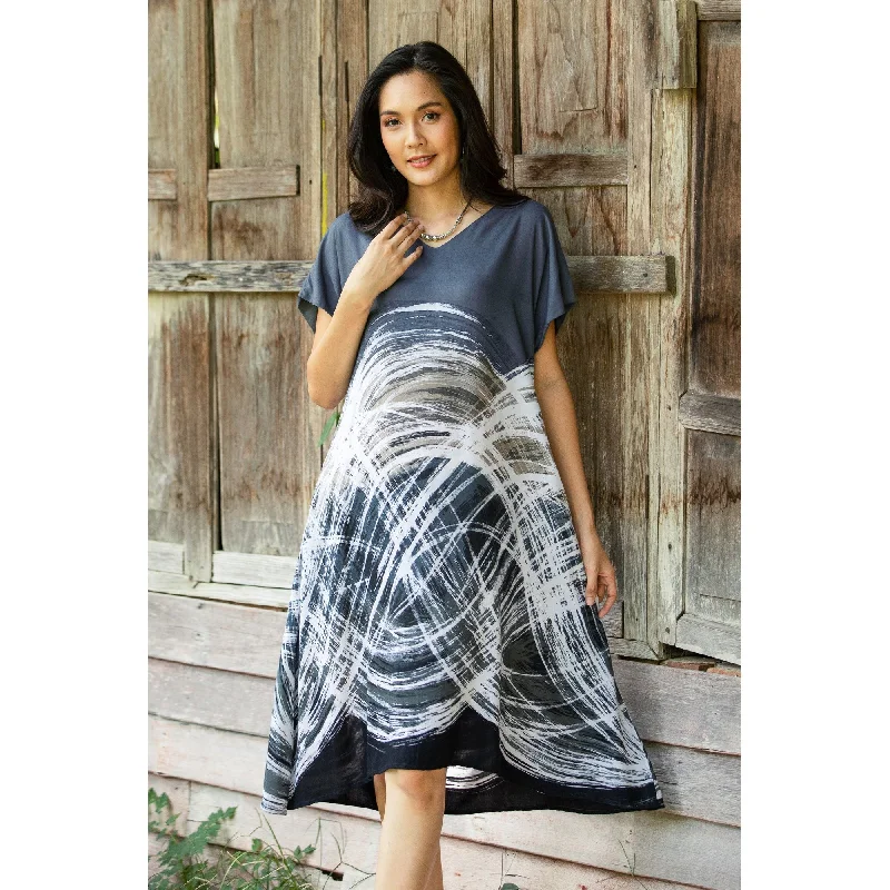 Women’s maternity dresses for stylish comfort -Novica Handmade Chiang Mai Breeze Hand-Painted Batik Cotton A-Line Dress