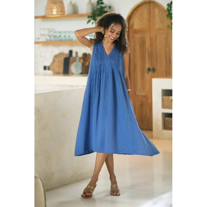 Women’s asymmetrical dresses for modern look -Novica Handmade Day Off Cotton A-Line Dress