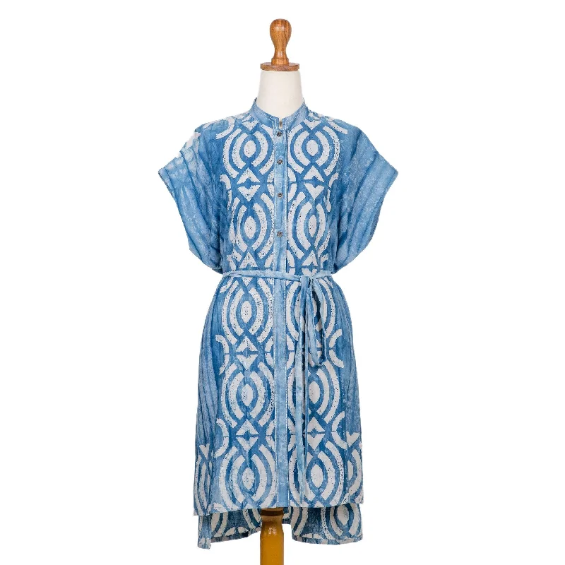 Women’s cami dresses for simple chic -Novica Handmade Goddess Eye Batik Cotton Shirtwaist Dress