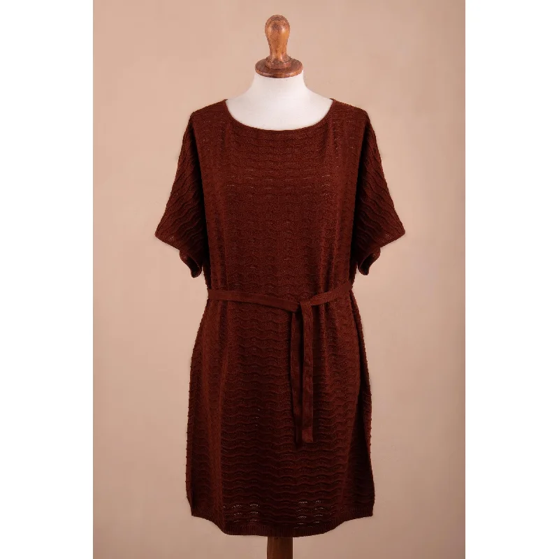 Women’s halter neck dresses for warm weather -Novica Handmade Thalu In Russet Red Cotton Dress