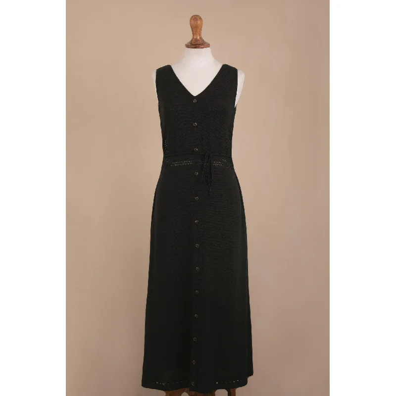 Women’s shift style dresses for comfortable elegance -Novica Handmade Toqo In Black Cotton Dress