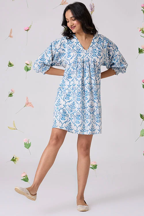 Women’s kimono dresses for flowing elegance -Okhai "Sukoon" Handblock Printed Pure Cotton Dress