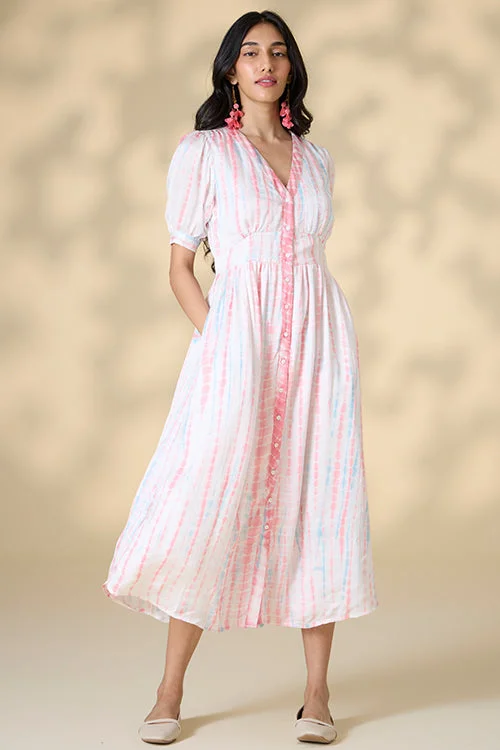 Women’s gathered waist dresses for flattering shape -Okhai "Skyline" Tie-and-Dye Modal Silk Dress