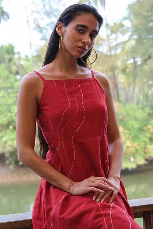 Women’s casual dress styles for everyday outfits -Okhai 'Wave Splash' Pure Cotton Hand Embroidered Dress