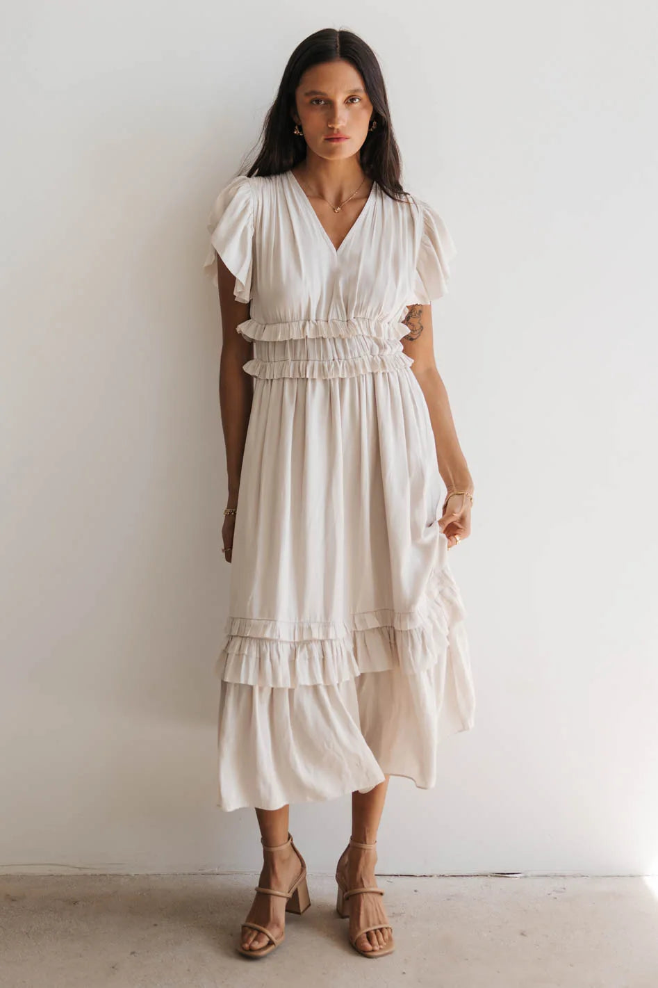 Women’s shift style dresses for comfortable elegance -Willa Ruffle Dress in Ivory